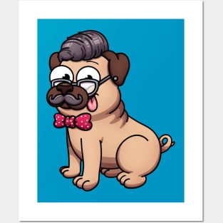 Cute Hipster Pug Posters and Art